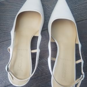 J Crew sling back fabric kitten heels NBW